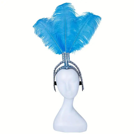 Ostrich Feathered Rhinestone Headpiece