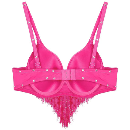 The Stardust Oasis Sirena – Sequined Tassel & Rhinestone Push-Up Belly Dance Bra Top