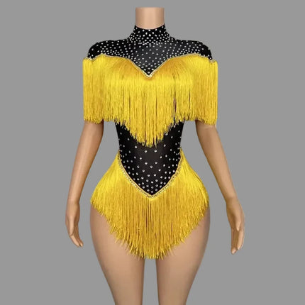 The Stardust Samba Fringe Bodysuit – Luxury Tassel Showgirl Costume