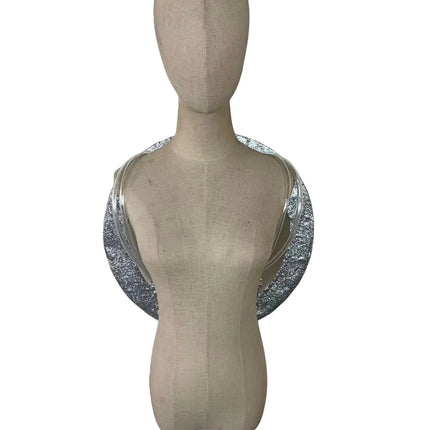 Rhinestone-Embellished Feather Backpiece Frame with Harness