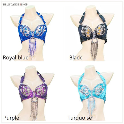 The Stardust Siren Shimmer – Sequin & Tassel Halter Belly Dance Bra Top