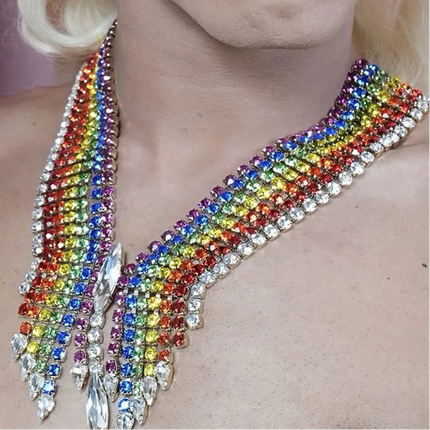 Rhinestone V-Neck Chain Necklace