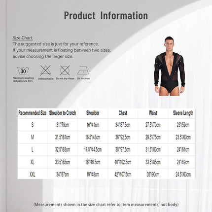 Men's Latin Salsa Sequin Tassel & Rhinestone V-Neck Performance Leotard Bodysuit