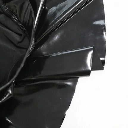 Gothic PU Leather PVC Shiny Flared Pleated Mini A-Line Skirt