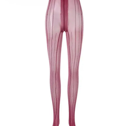 Striped Oil Glossy Sheer High-Waist Shaping Pantyhose Shiny Dance Tights
