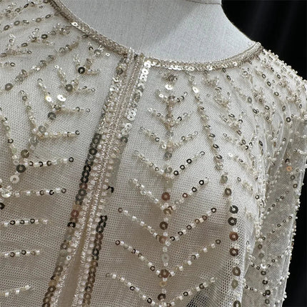 Sparkly Sequin & Beaded Leaf Mesh Capelet Evening Shawl Bolero Jacket