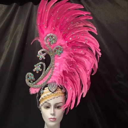 The Stardust Royal Plume – Feathered Carnival & Cabaret Stage Headdress