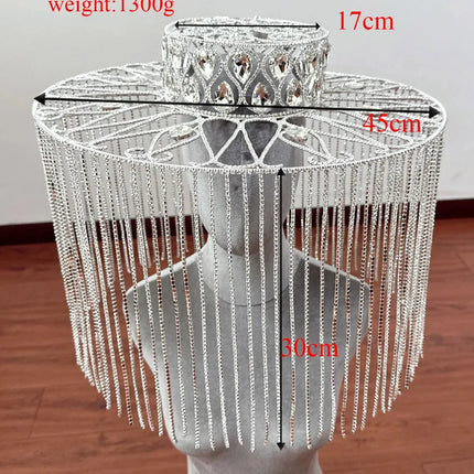 Rhinestone Crystal Fringe Tassel Hat Headpiece