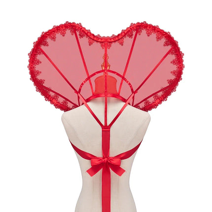 Heart-Shaped Standing Lace Medici Collar Gothic Queen Elizabeth Boned Neckpiece