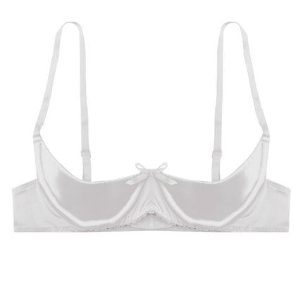 Satin Underwire Half-Cup Push-Up Bra