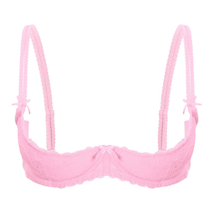 Lace Underwire Half-Cup Push-Up Bra