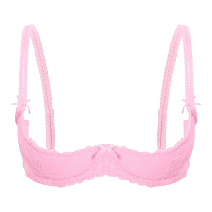 Lace Underwire Half-Cup Push-Up Bra