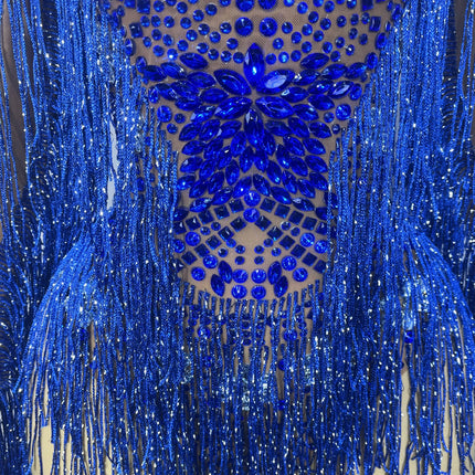 Sparkly Rhinestone Tassel High-Cut Stage Performance Bodysuit Dance Leotard