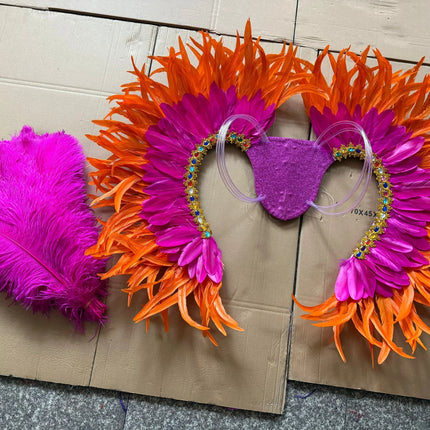 Two-Tone Feather Wing Backpiece Stage Costume Accessory