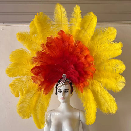 The Stardust Dionysia – Elegant Faux Fur & Rhinestone Samba Carnival Headdress