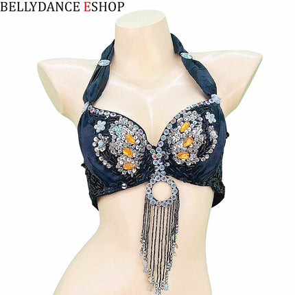 The Stardust Siren Shimmer – Sequin & Tassel Halter Belly Dance Bra Top