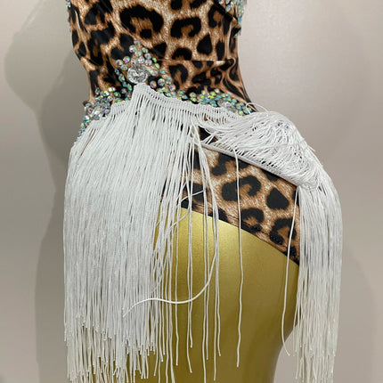 The Wildcat Stardust Tassel Bodysuit – Luxury Rhinestone Leopard Showgirl Costume