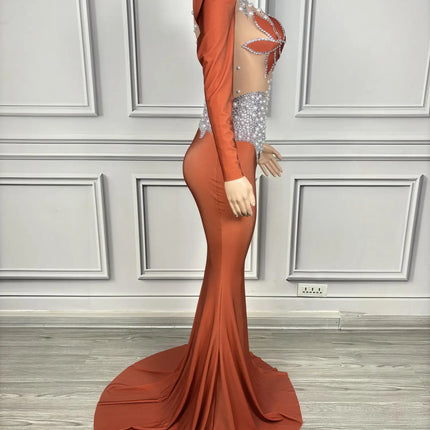 Rhinestone Floral Embroidered Mermaid Gala Gown & Trailing Evening Dress