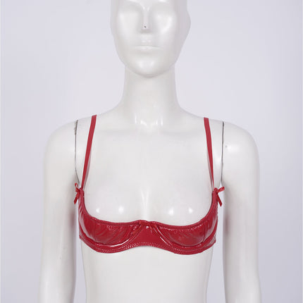 Patent Leather Underwired Open-Cup Bra