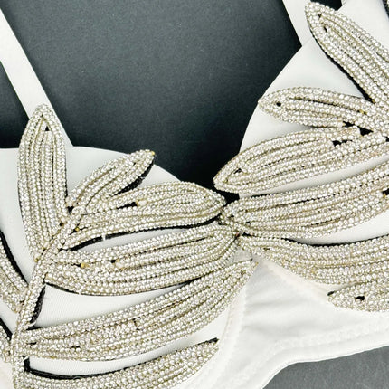 Diamond Rhinestone Leaf Embroidered Bustier Top & Corset Bralette