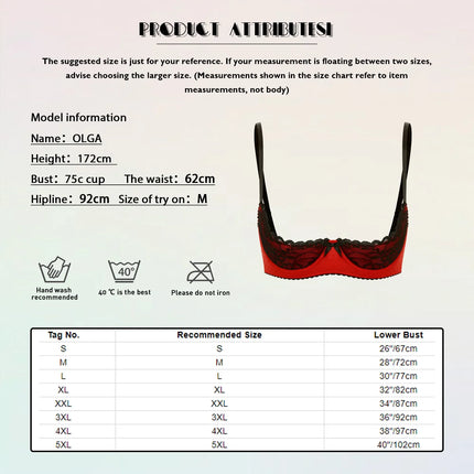 Lace Underwire Half-Cup Balconette Bra
