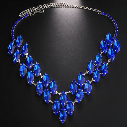 Colored Crystal Rhinestone Statement Necklace