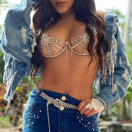 Dazzling Crystal Sling Chest & Skirt Chain Luxury Body Jewelry Set
