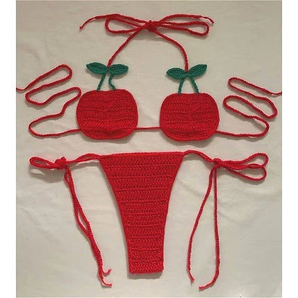 The Stardust Tropicana Knit Bikini – Retro Fruit Novelty Showgirl Set