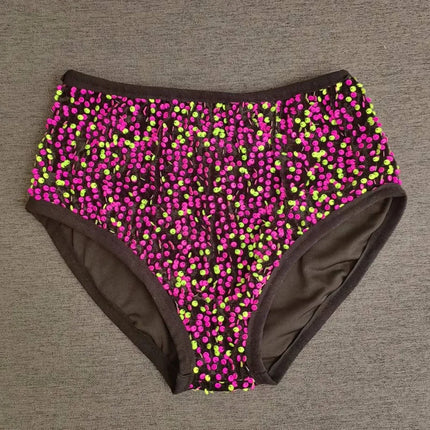 High-Waist Sequined Disco Briefs & Stage Performance Hot Pants
