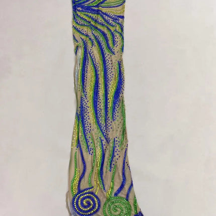 Sparkly Green Rhinestone Strip Split Maxi Dress Sheer Mesh Stage Performance Costume