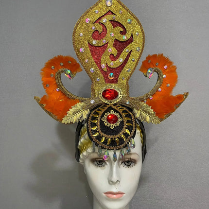 The Stardust Empress – Deluxe Feathered Samba & Carnival Crown