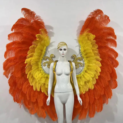The Stardust Phoenix Wings – Deluxe Feathered Samba Backpiece & Stage Wings