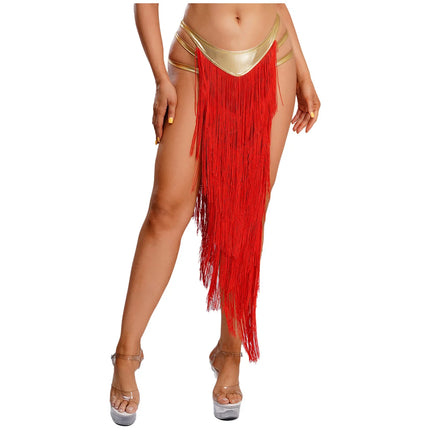 Women Cleopatra Egyptian Queen Cosplay Costume Belly Dancing Indian Dance Tassel Skirt Built-in Briefs for Halloween Carnival