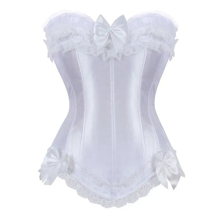 Lace Overlay Boned Overbust Corset Bustier Top Plus Size Body Shaper