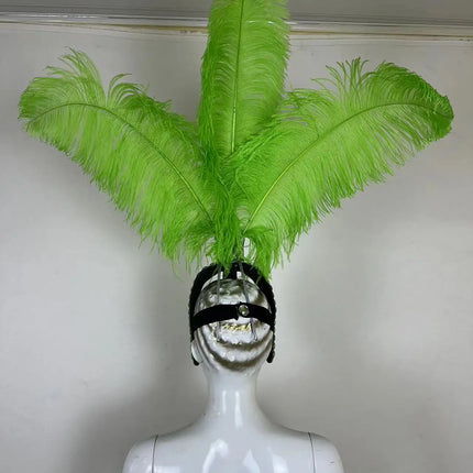 The Stardust Azure Sovereign – Royal Blue Feather Samba Carnival Headdress