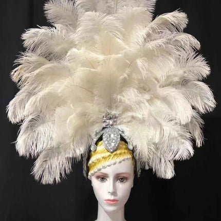 The Stardust Dionysia – Elegant Faux Fur & Rhinestone Samba Carnival Headdress