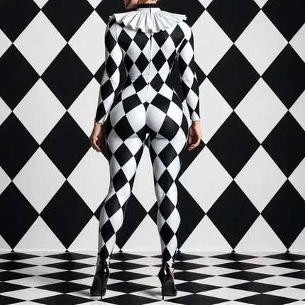 Harlequin Diamond Lattice Catsuit & Bodysuit Asymmetrical Circus Stage Costume