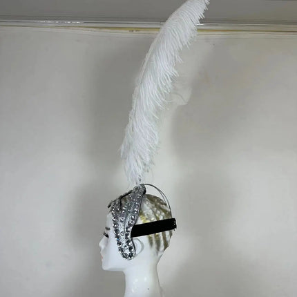 The Stardust Azure Sovereign – Royal Blue Feather Samba Carnival Headdress