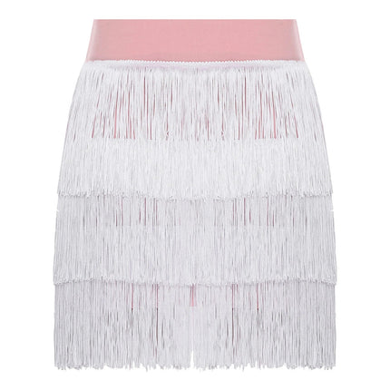 The Stardust Havana Fringe Skirt – High-Waist Tiered Tassel Performance Skirt