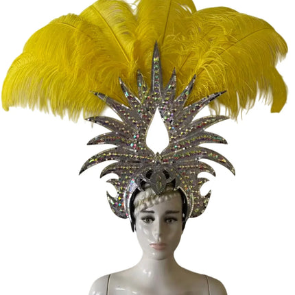 The Stardust Majestic Feather Crown – Carnival & Cabaret Stage Headdress