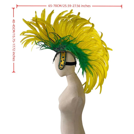 The Stardust Samba Radiance – Elegant Feathered Stage & Carnival Headdress