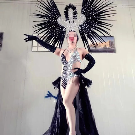 The Stardust Tropicana Samba Crown – Feather & Rhinestone Stage Headdress