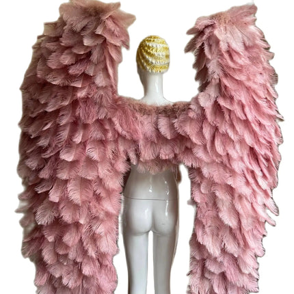 Large Feather Angel Wings Backpiece with Shoulder Straps