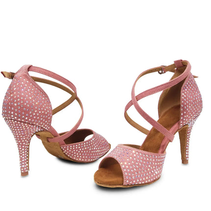 The Stardust Blush Latin Dance Heel – Pink Strappy Performance Sandal