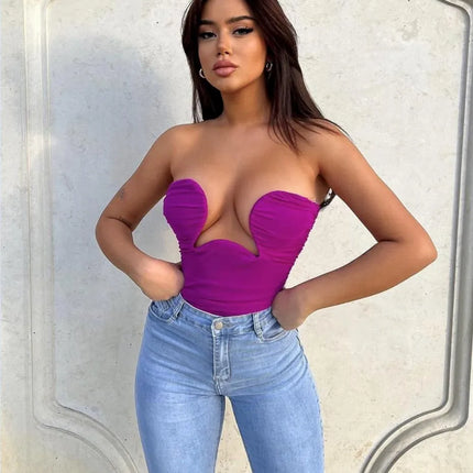 Sweetheart Neck Bandage Crop Top