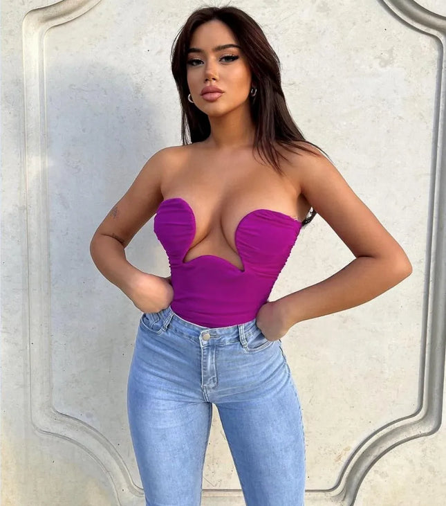 Sweetheart Neck Bandage Crop Top
