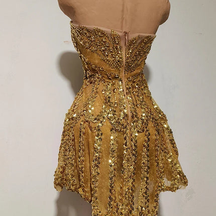 Gold Sequin Mini Dress Concert & Stage Performance Costume