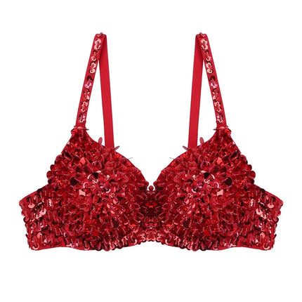 The Stardust Prism Sirena – Sequined & Looped Beading Padded Push-Up Bra Top
