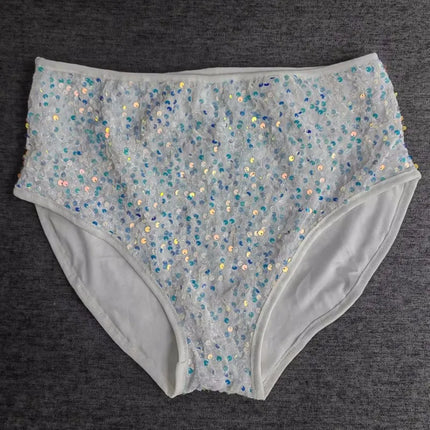 High-Waist Sequined Disco Briefs & Stage Performance Hot Pants