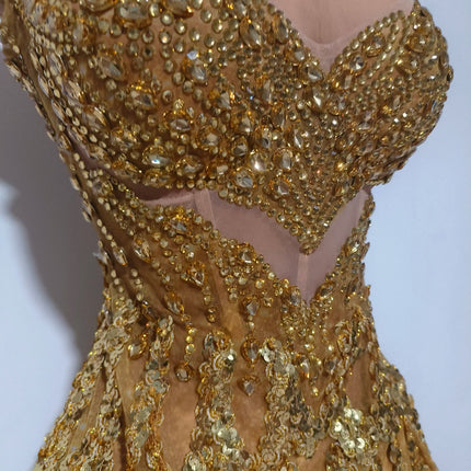 Gold Sequin Mini Dress Concert & Stage Performance Costume